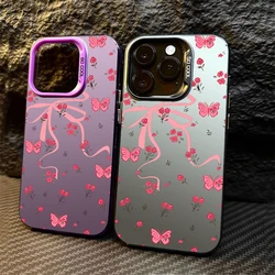 Cute Bow Cherry Pattern Phone Case For Samsung Galaxy S25 S24 S23 Ultra S22 S21 S20 Ultra Plus FE A25 A35 A55 5G Hard Cover