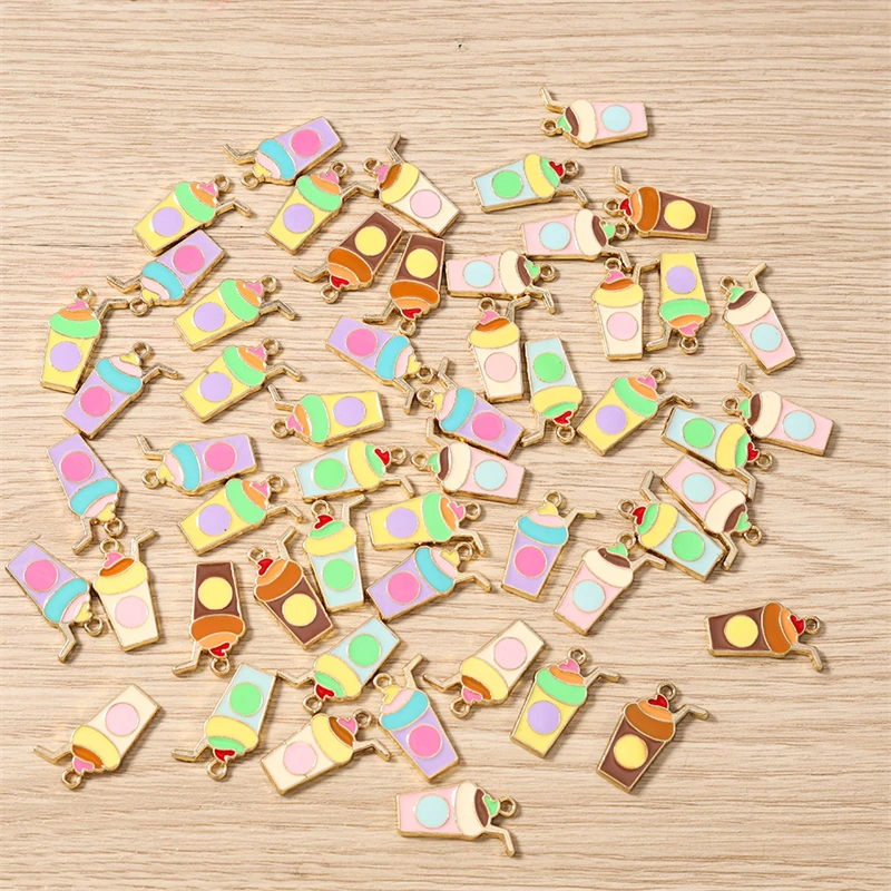 10 Stück 13x21mm Niedliche Emaille-Sommergetränke-Anhänger für Schmuckherstellung, Ohrringe, Anhänger, Halsketten, Armbänder, DIY-Bastelzubehör – Detail 12