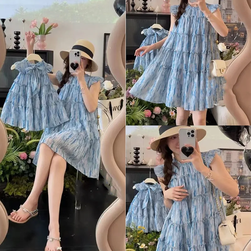 

Parent-child clothing girls skirt dress summer clothing new children's sweet mother and daughter clothing summer