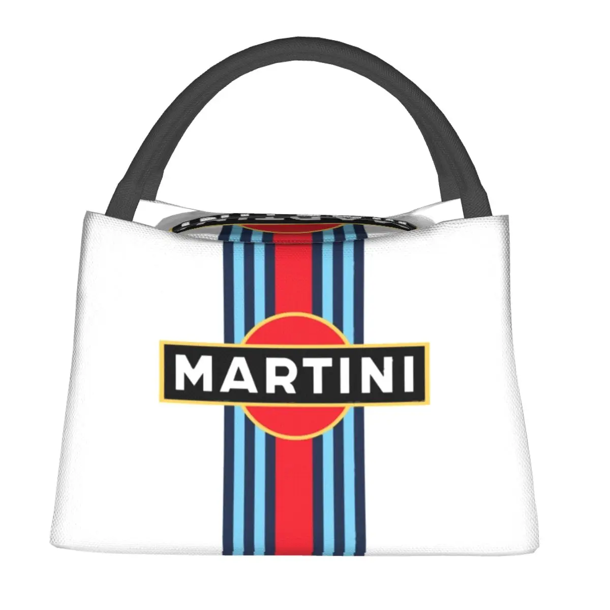 Martini Racing Stripe Lunch Bags Insulated Bento Box Resuable Lunch Tote Picnic Bags for Woman Student Travel