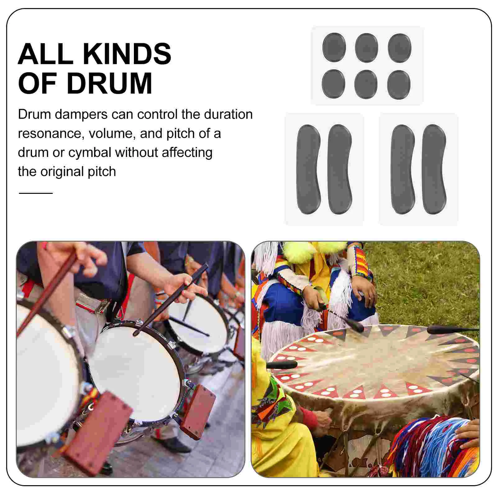 10 Pcs Vibration Absorption Pad Sticky Silence Cushions Drum Dampeners Dampening Pads Accessories Snare