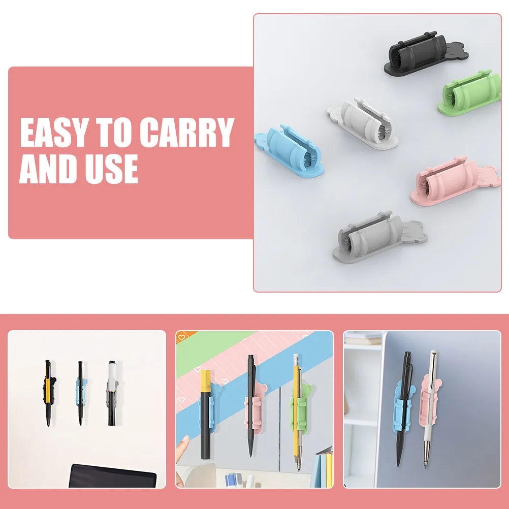 

6Pcs Portable Silicone Pen Holder Clips Adhesive Desktop Pencil Clamp Office School Pen Buckle School Stationery