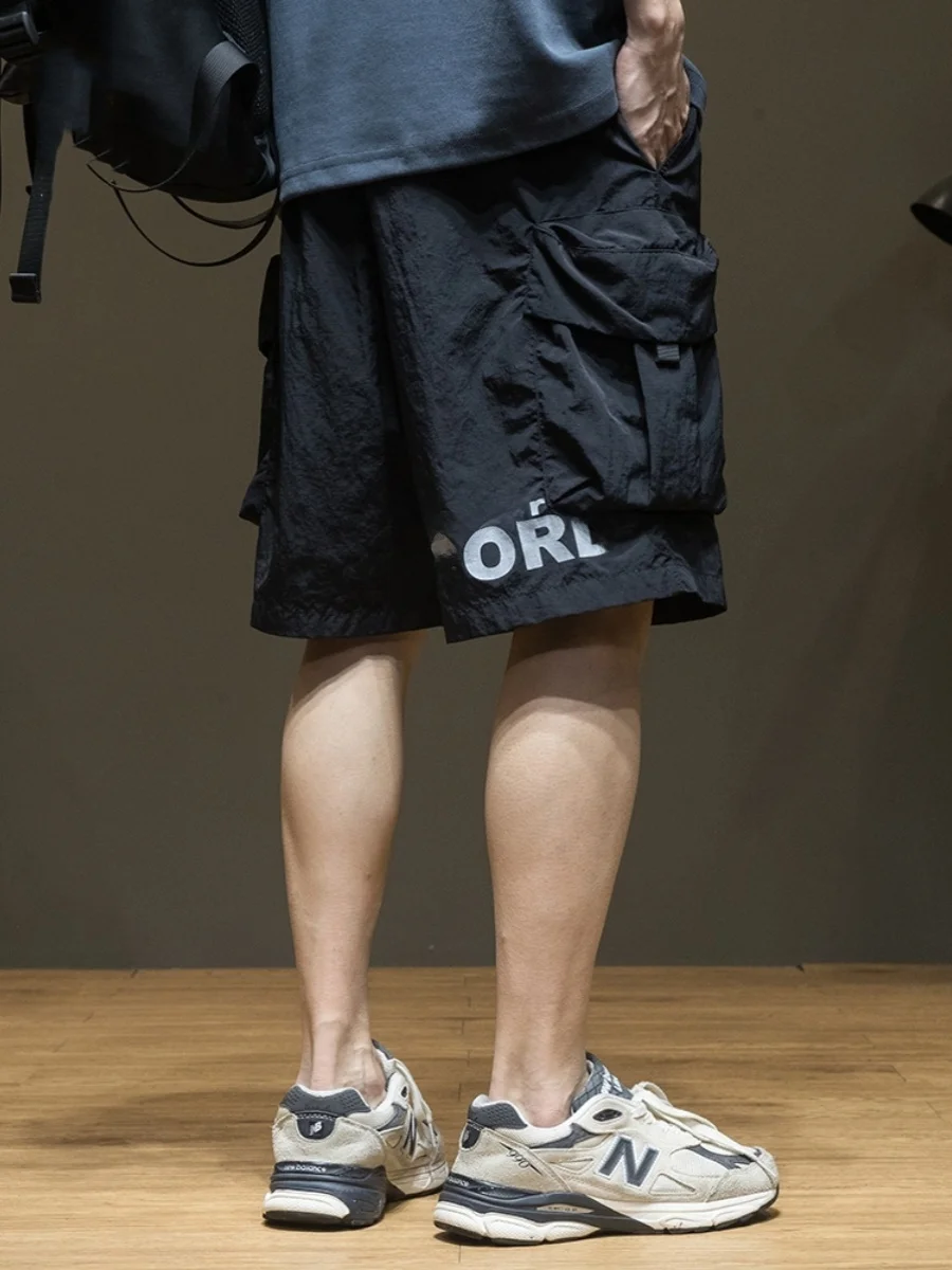 

Летние новые мужские свободные прямые брюки-карго, тонкие повседневные модные брюки с буквенным принтом, универсальные брюки для молодежи на каждый день