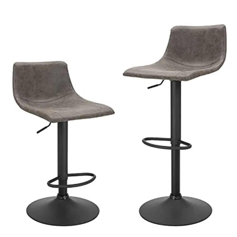

Bar Stools Set of 2 Counter Height Swivel Barstools with Footrest and L Shape Back Height Adjustable Modern Bar Chairs Vintage