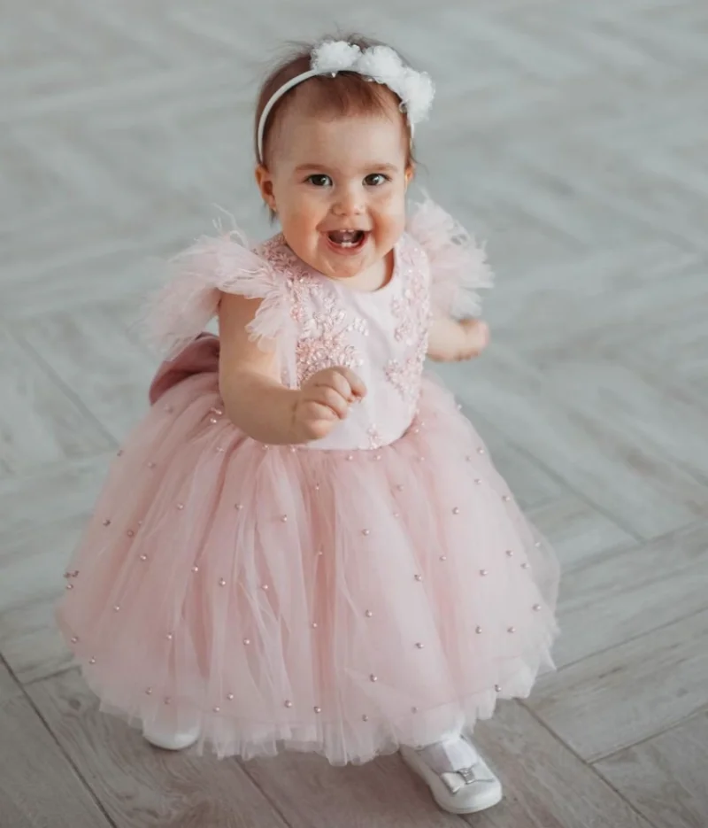 Baby Girl Dress Special Occasions Flower Girl Dress Toddler Tulle Dress 1st Birthday Dress Princess Formal Dance Gown Big Bow