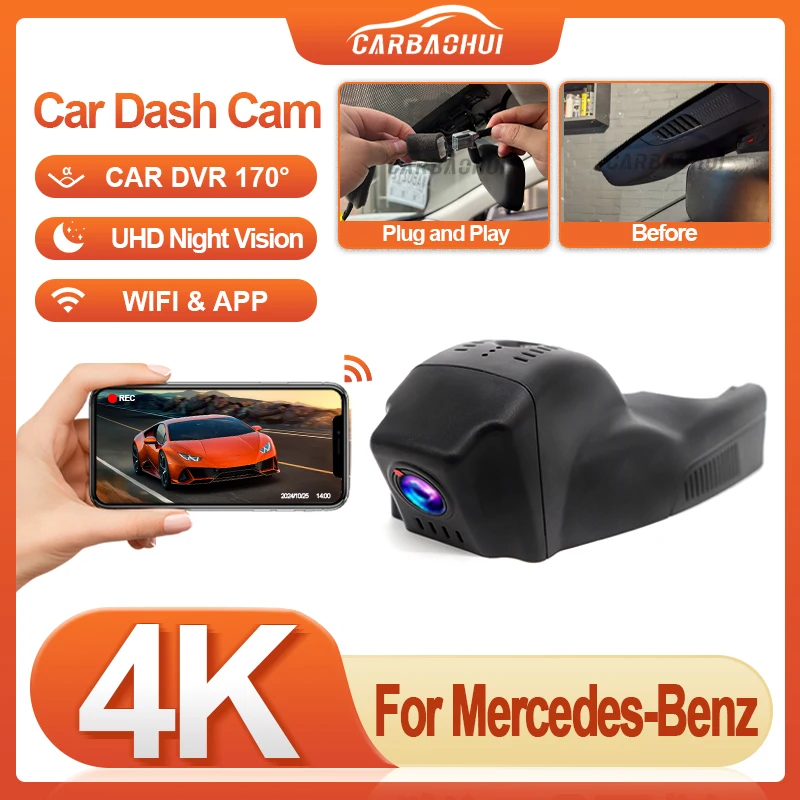 Car DVR 4K Dash Cam Video Recorder For Mercedes-Benz MB GLA x156 cla180 gla 250 CLA200D w117 Class A 180i W176 2016-2019 DashCam