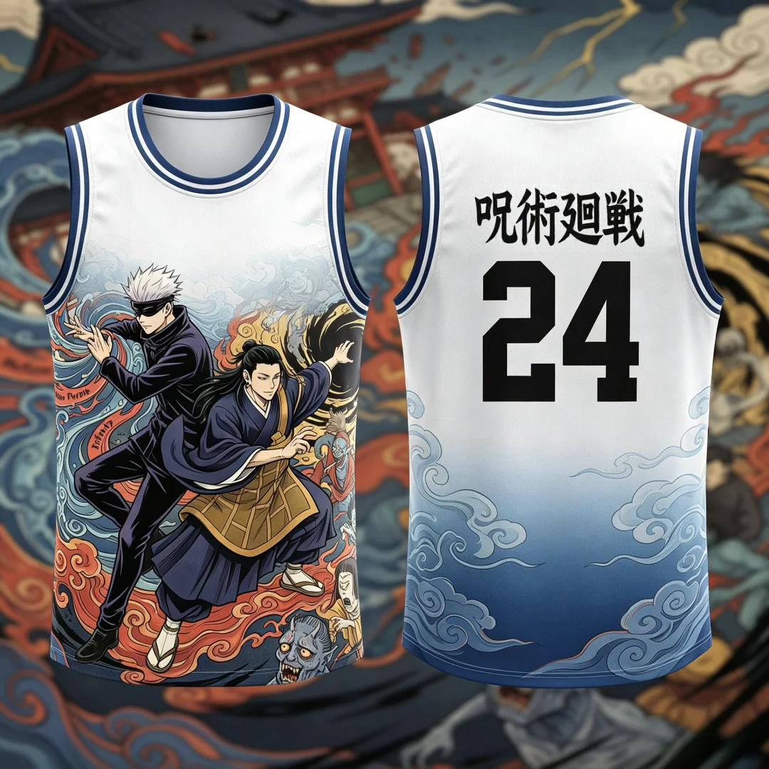 Jujutsu Kaisen Gojo Satoru Geto Suguru Basketball Jersey 24 Number Print Sleeveless Tank Top Anime Streetwear Unisex Sports Vest