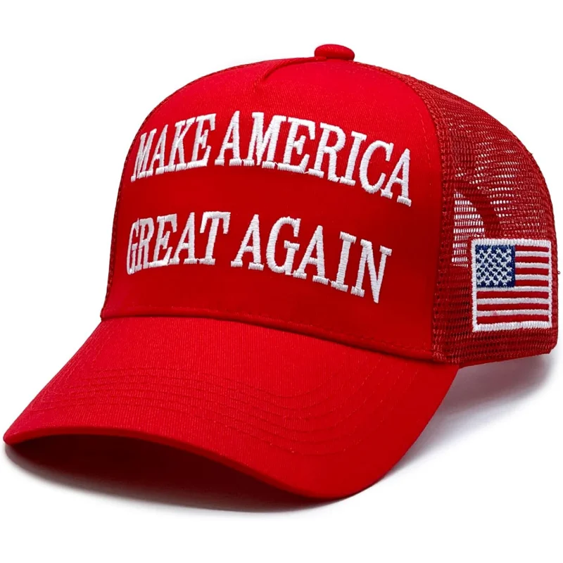 

MAGA USA Flag Adjustable Hat Trump 2024 45-47 Make America Great Again Slogan with Baseball Cap Mesh Snap Back