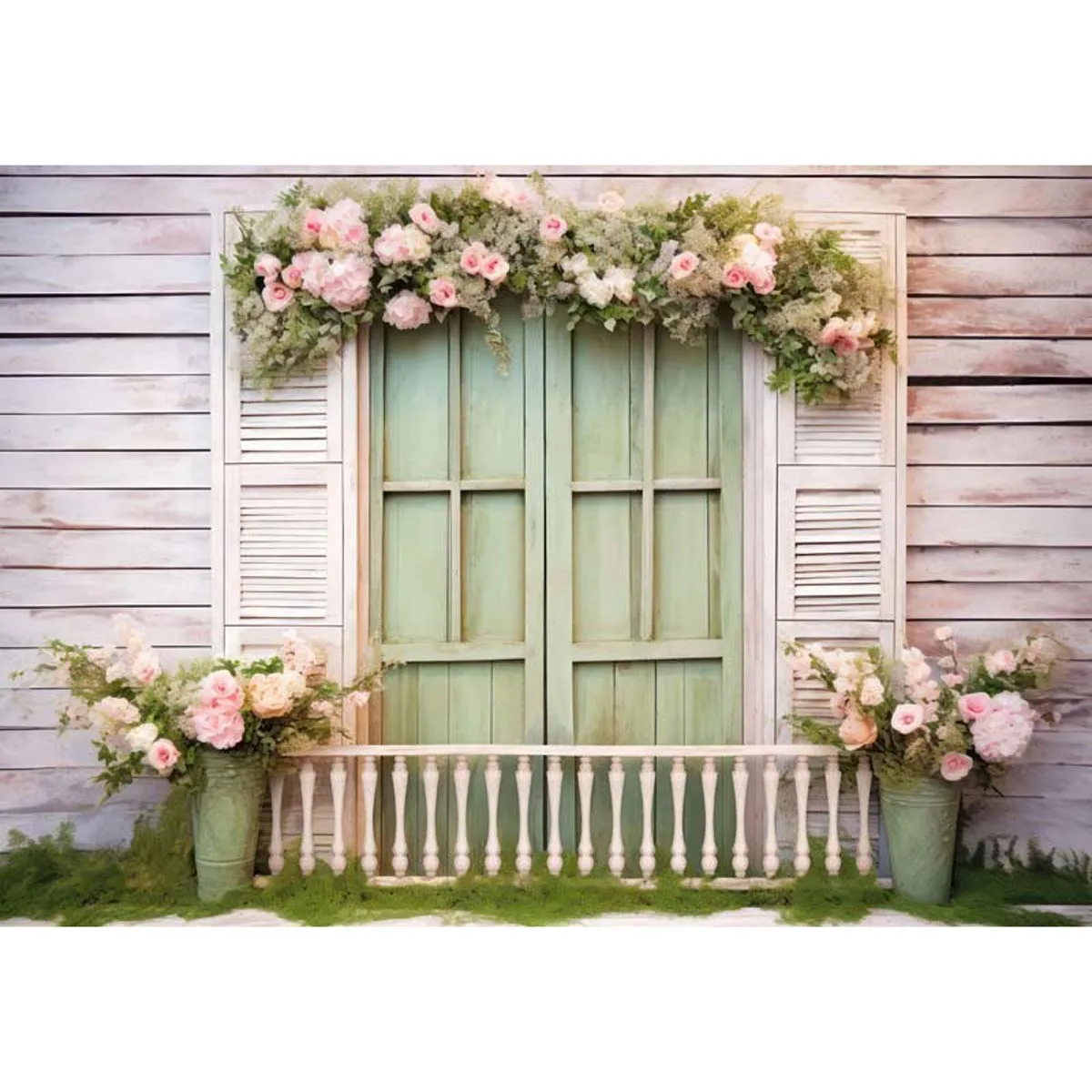 Fondale fotografico Allenjoy Eater Spring Green Window