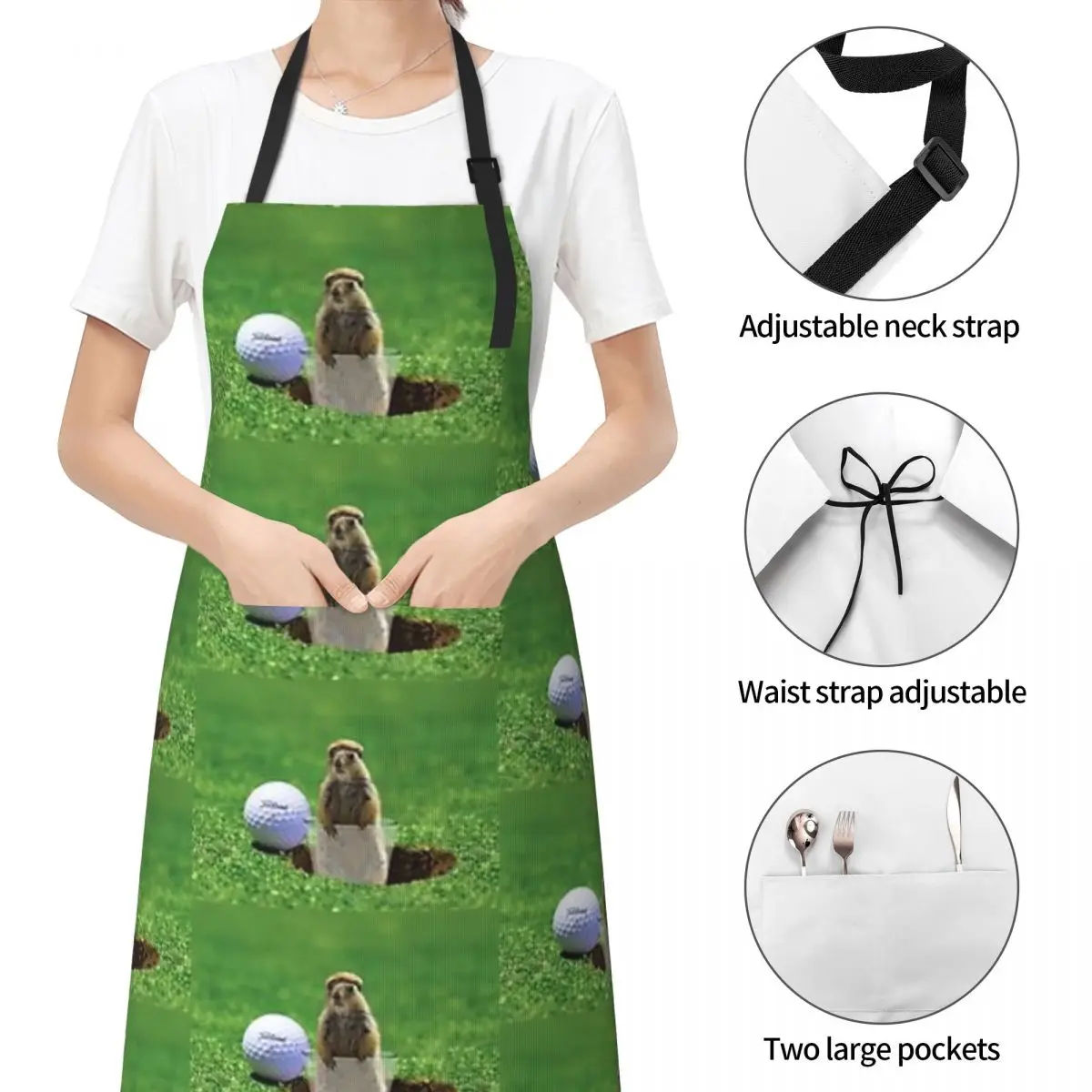 Gopher Golf Durable Waterproof Apron with Pockets - Perfect for Adults, Ideal for Cooking, BBQ, and Gardening