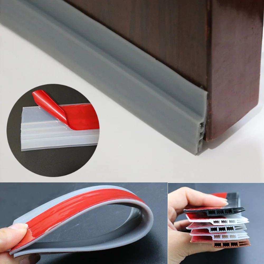 Multipurpose Adhesive Back Silicone Seal Strip Wind Dust Blocker Noise Reduction Weatherstrip Household Door Window Stopper