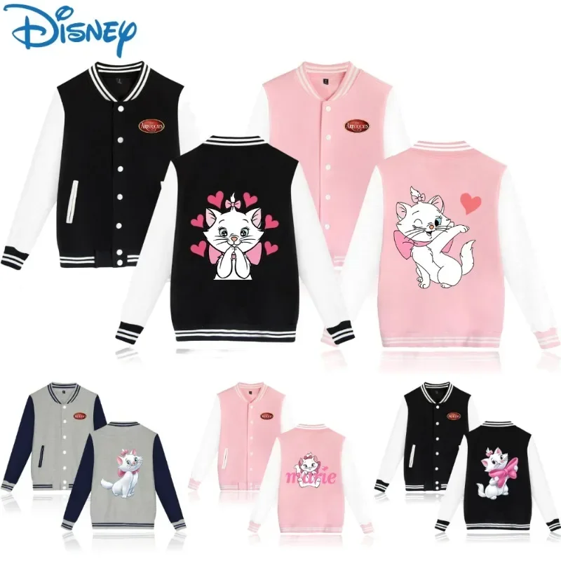 Disney Marie Cat Cute Cartoon Woman Jacket Y2K Kawaii Anime The Aristocats primavera autunno New Loose Sports Baseball Uniform Gifts