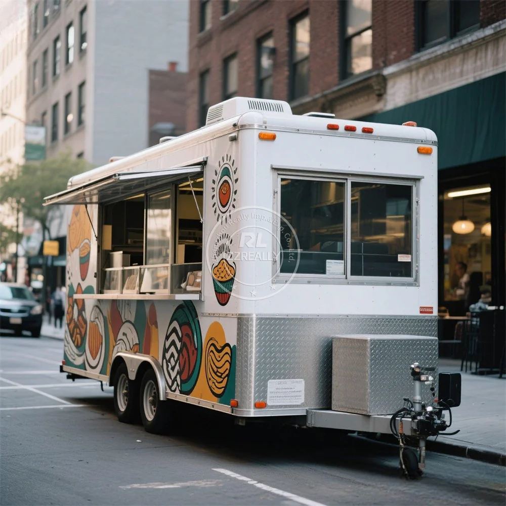 

2025 LOGO Custom Mobile Juice Beer Bar Ice Cream Trailer Fast Food Truck Burger Coffee Catering Trailer Fully Equipped