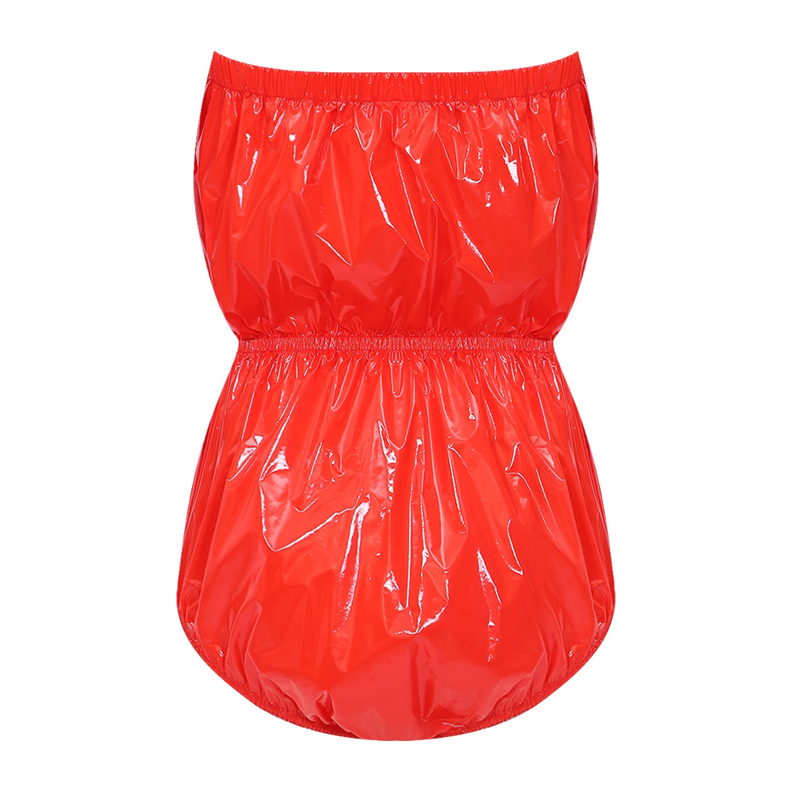 New Women Waterproof Strapless Lingerie Bodysuit Elastic Band High-cutting Glossy Swimwear Rompers Clubwear Adaptive Clothes