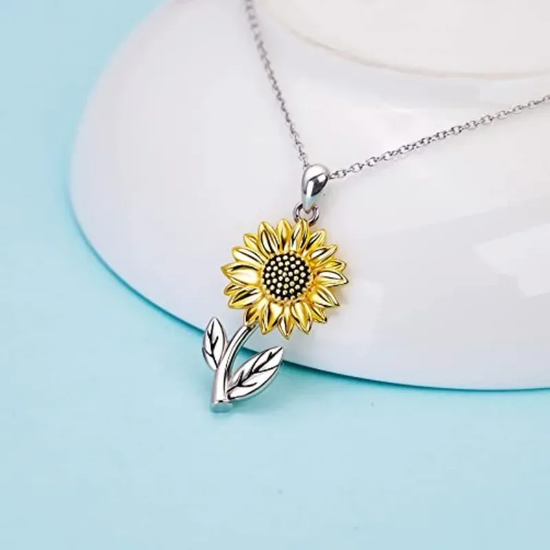 New Jewelry Fashion Countryside Sunflower Earrings Necklace Set as a Gift for Girls