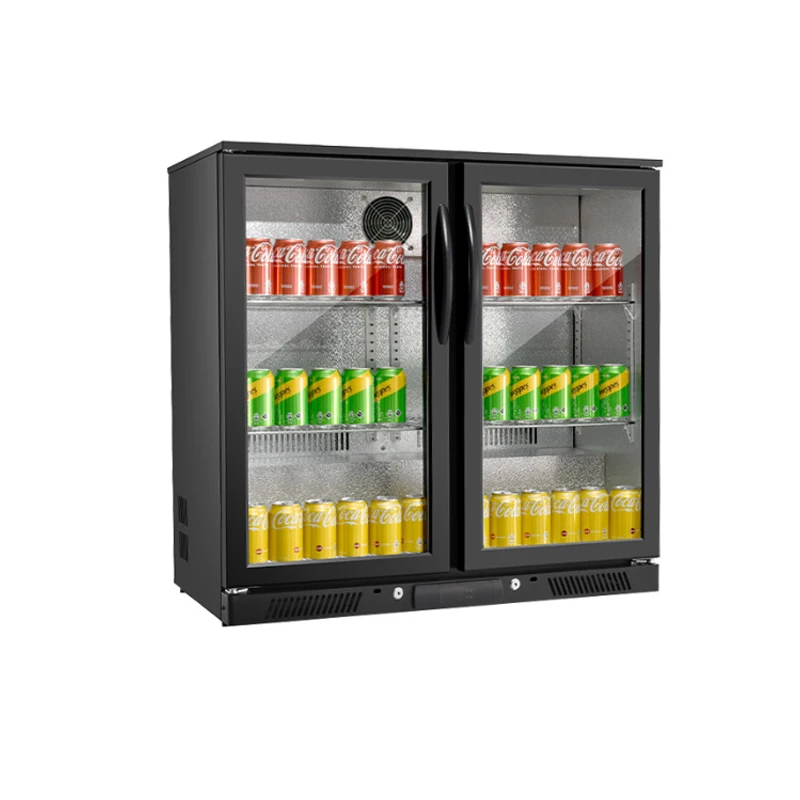 

Commercial Small Under Counter Refrigerator Double Sliding Door Light Emitting Diode Fresh Bar Air Cooling Beer Beverage Display