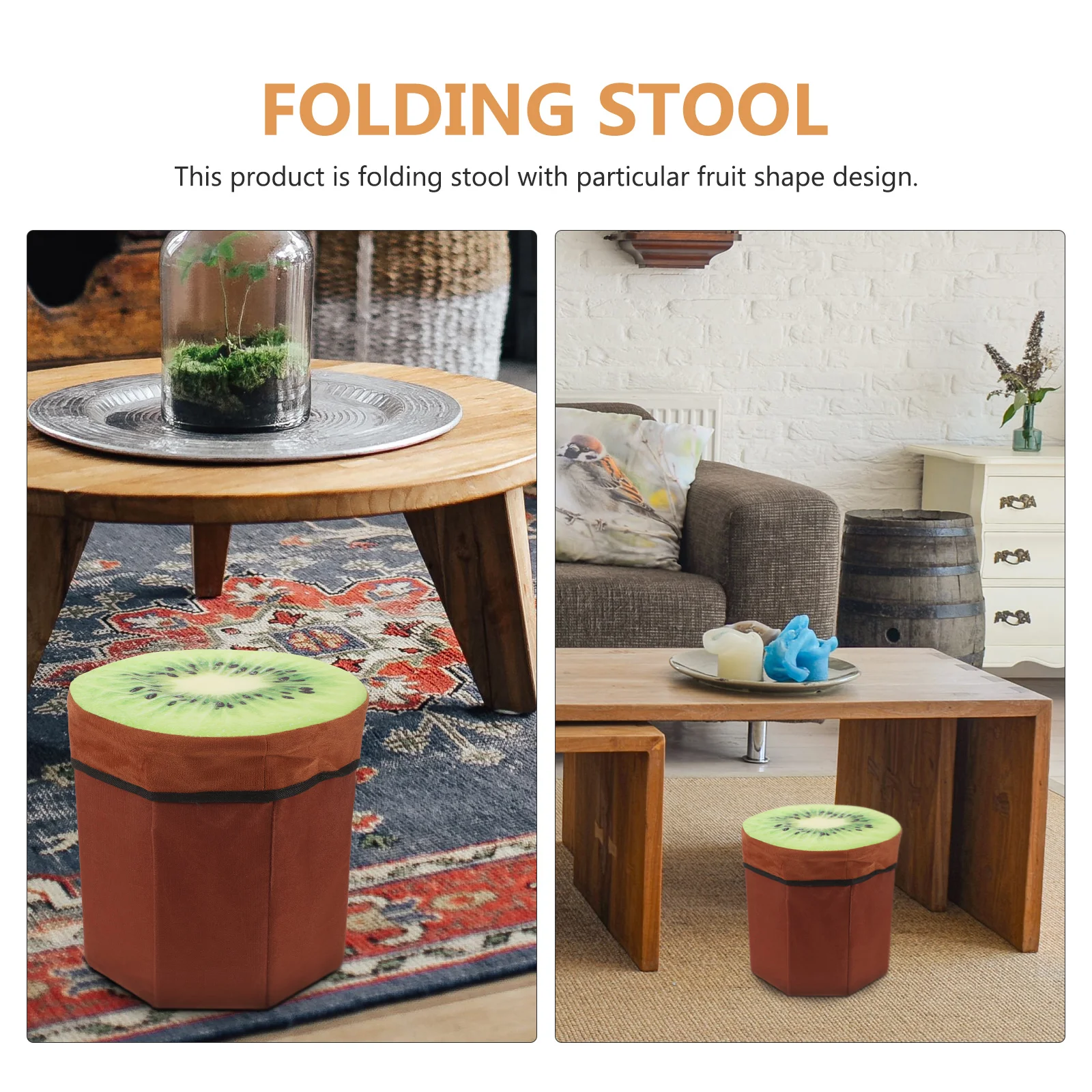 

Fruit Velvet Storage Box Small Folding Stool Seat Stools with Footstools Orange
