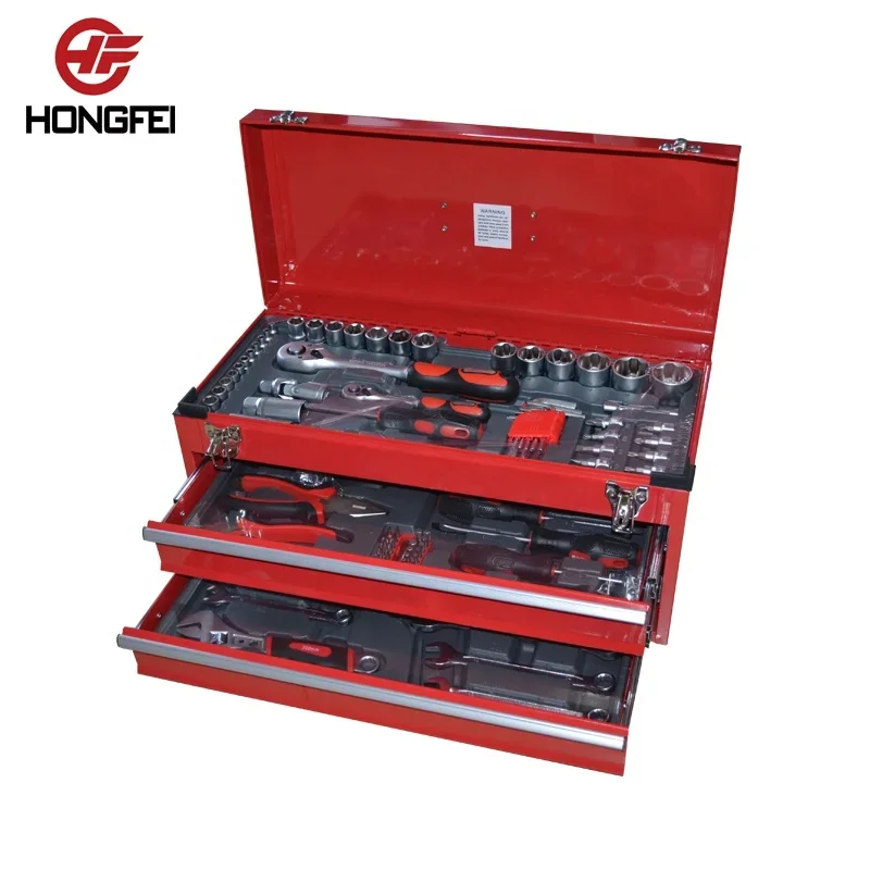 Home complete metal toolbox with tools