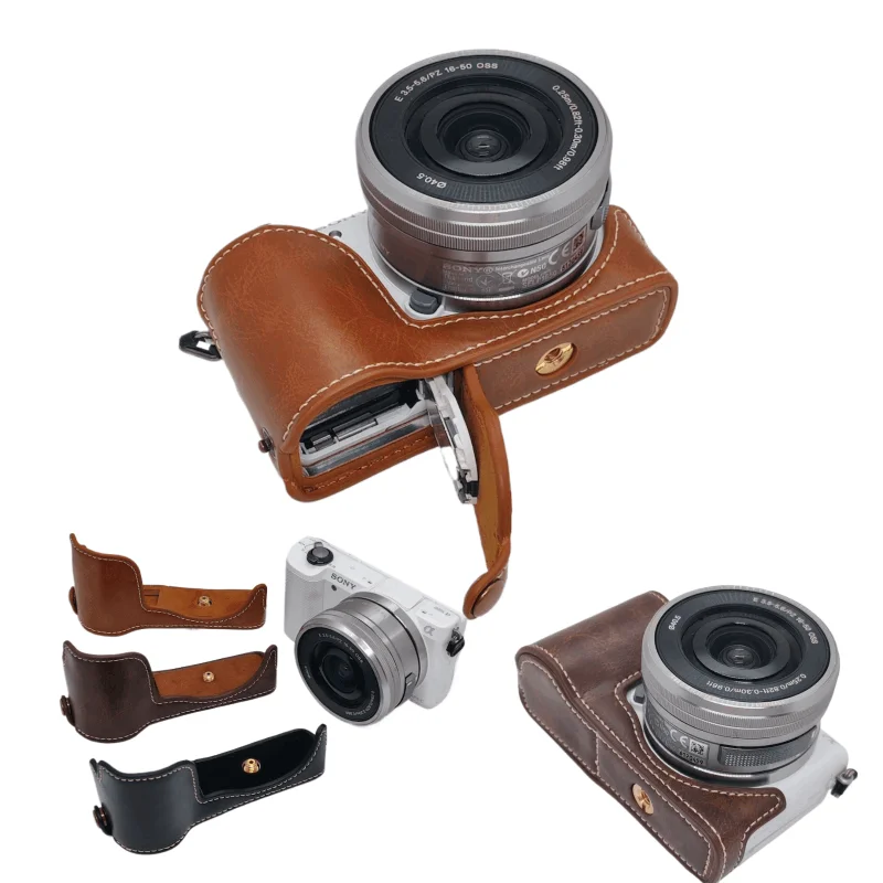 PU Leather Half Body Bottom Cover For Sony A5100 A5000 Camera Case Protective Shell