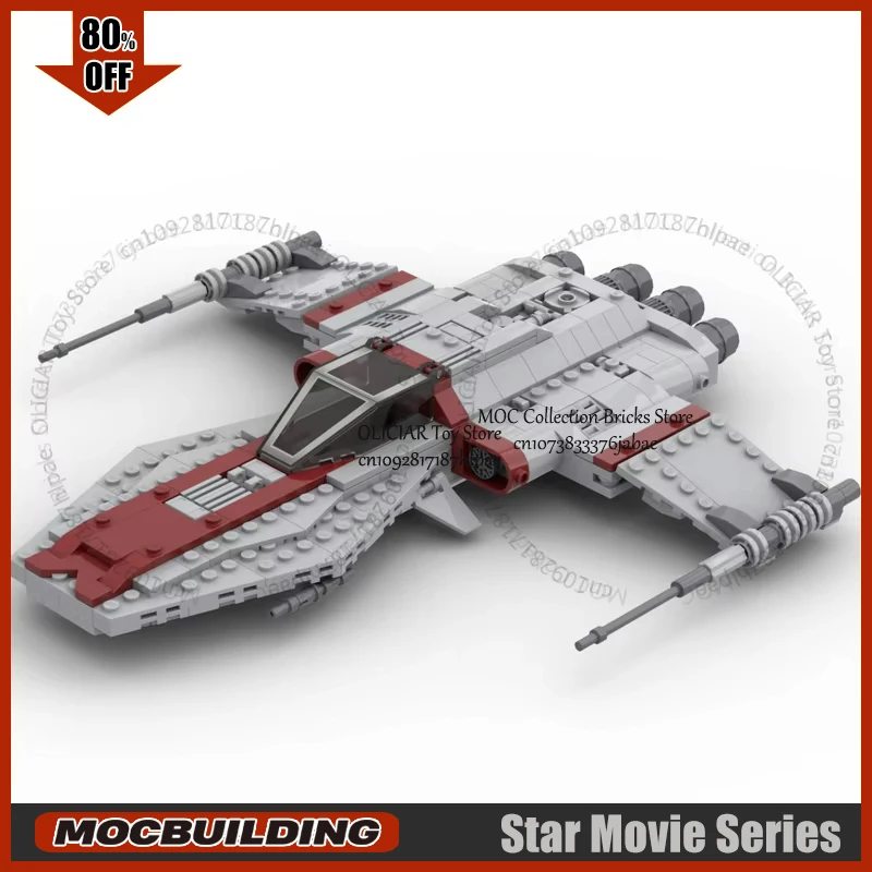 

Space MOC Building Blocks R-41 Starchaser Starfighter Model Technology Bricks Assembly Spaceship Toys Collection Display Gifts