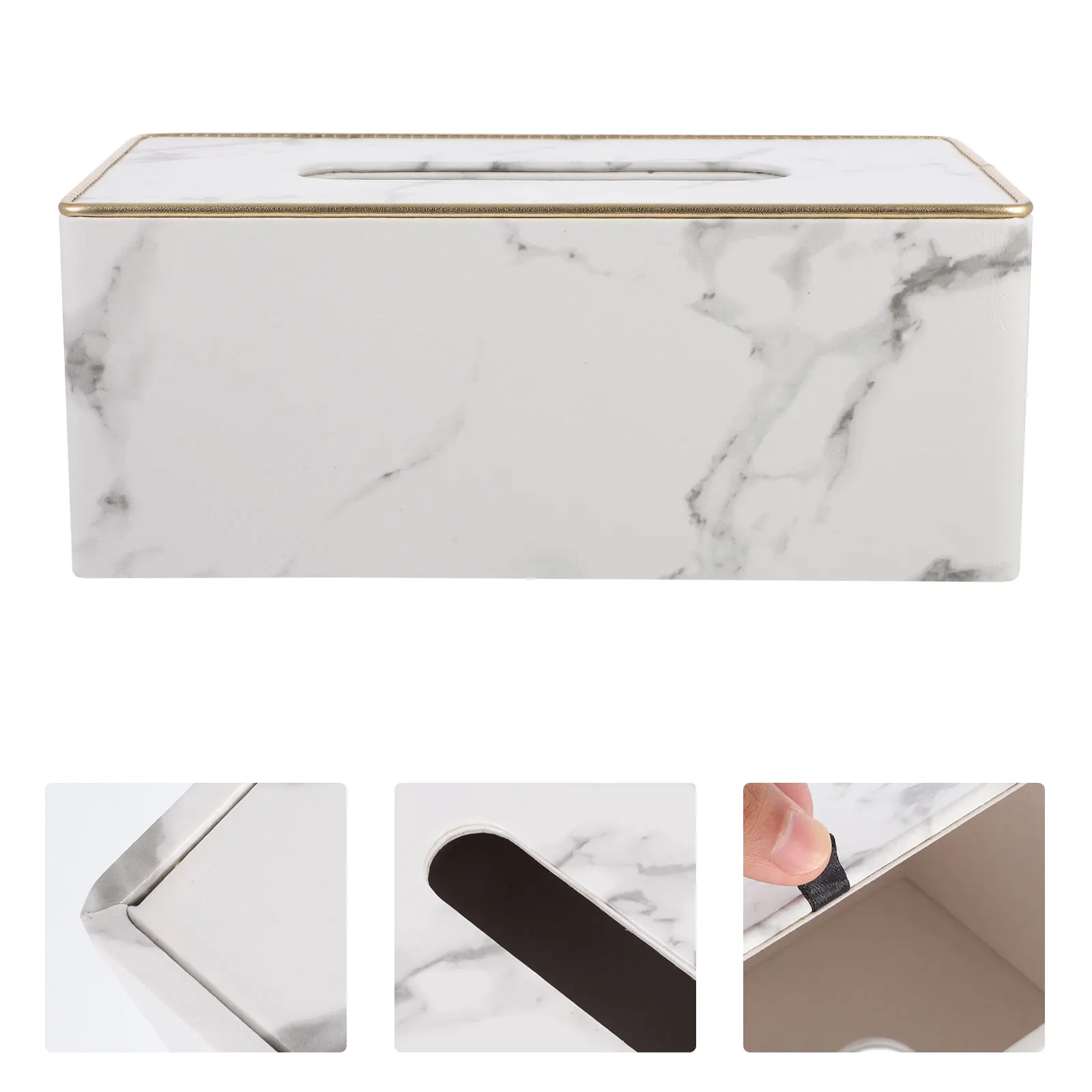 

Marble Tissue Box Pattern Storage Boxes Wooden Business Holder European Style