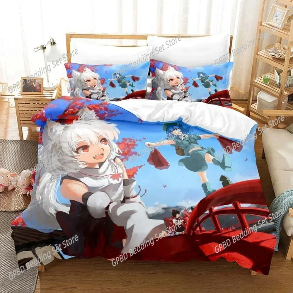 

Luxury New 3D Print Anime Kawaii Girls Momiji Inubashiri Bedding Set Single Twin Full Queen King Size Bed Set Adult Kid Bedroom