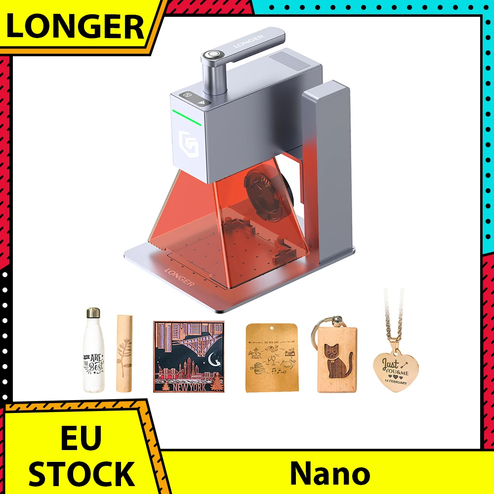 Graveur laser portable LONGER Nano 6W, lasers à diodes avec FAC, vitesse ultra-rapide de 5000 mm/s, précision de 0,05 mm, 100*100 mm