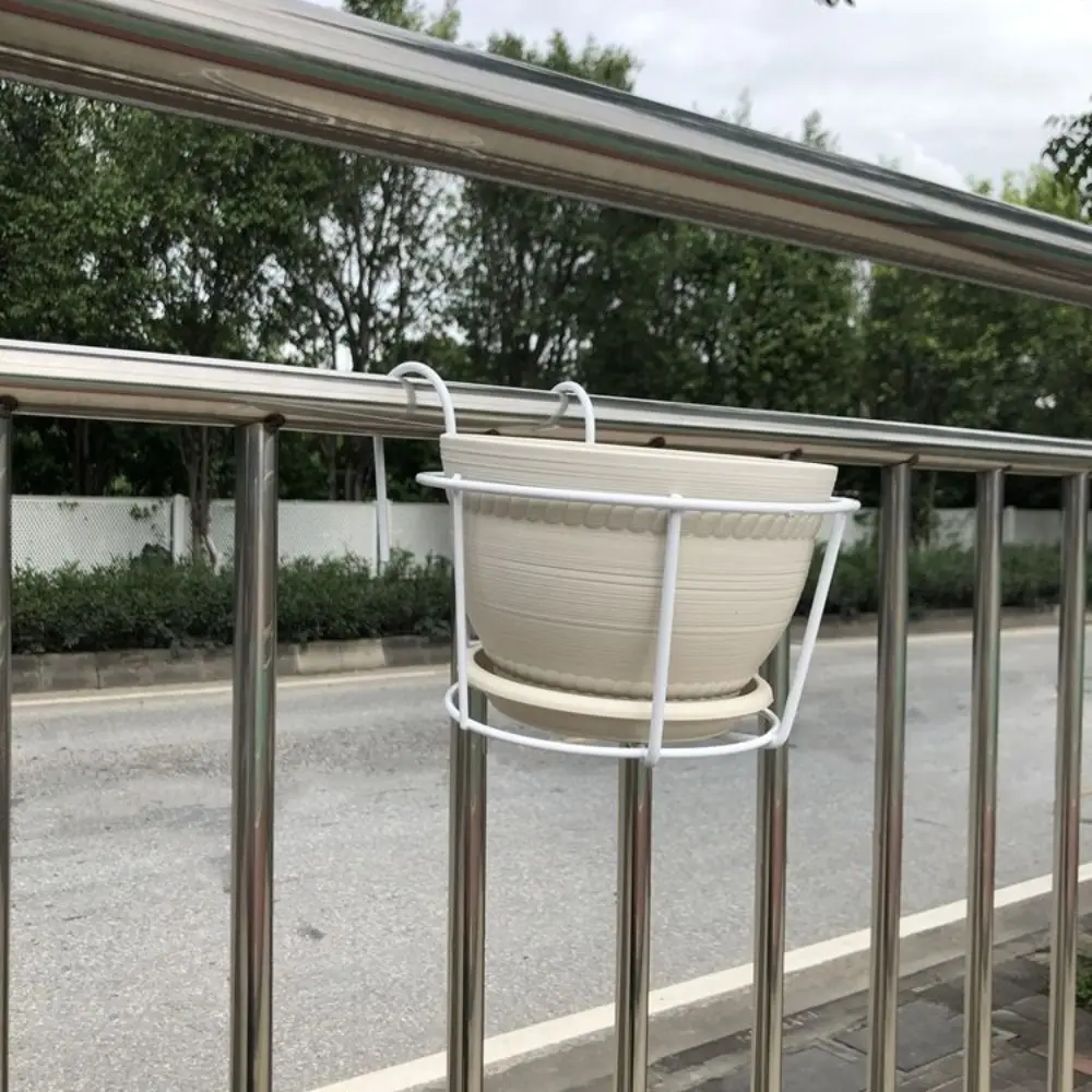 Simple Iron Flower Pot Stand Round Wall-Mounted Potted Plant Hanging Bracket Hanging Type Flower Pot Holder Balcony