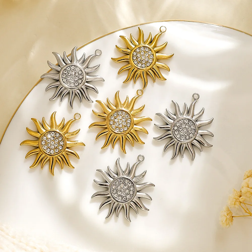 

5pcs Handmade Sunfower Jewelry Pendnat Connectors Stainless Steel Pendant Charms Diy Necklace Earrings Jewelry Making Findings