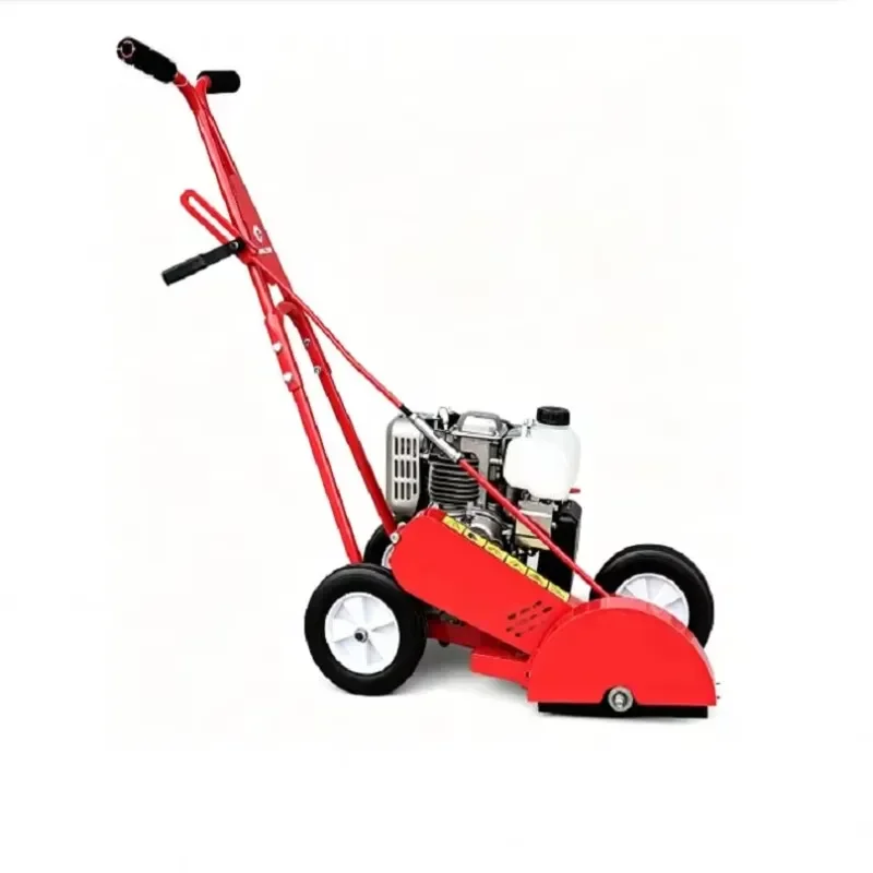 Strong Turf Edge Cutting Power Walk Behind Grass Trimmer With Internal Combustion Compact Petrol Engine Machine