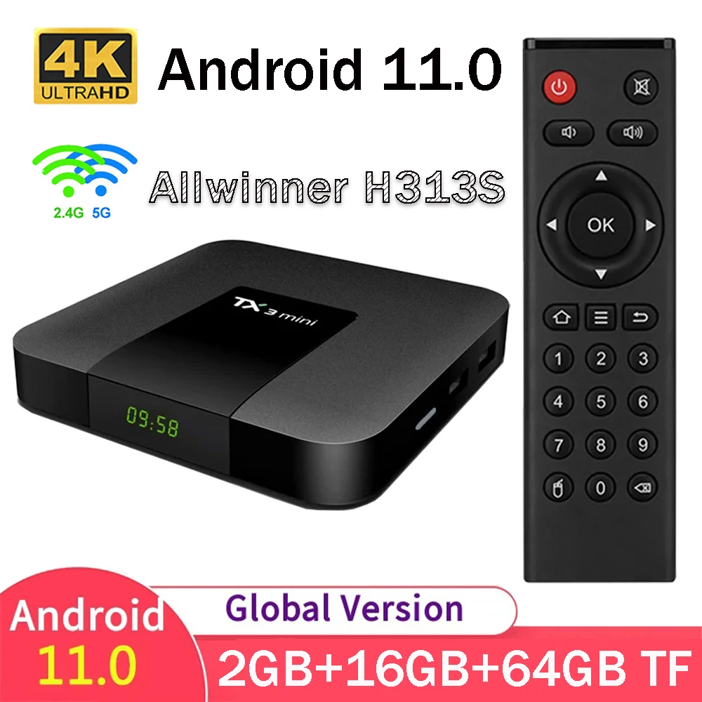 TV Original Tanix TX3 mini TV Box 2GB 16GB Android 11.0 HD 4K Allwinner H313 S Dual WiFi 4G 5G TX3 Smart TV Box 2G 64G TX TV BOX