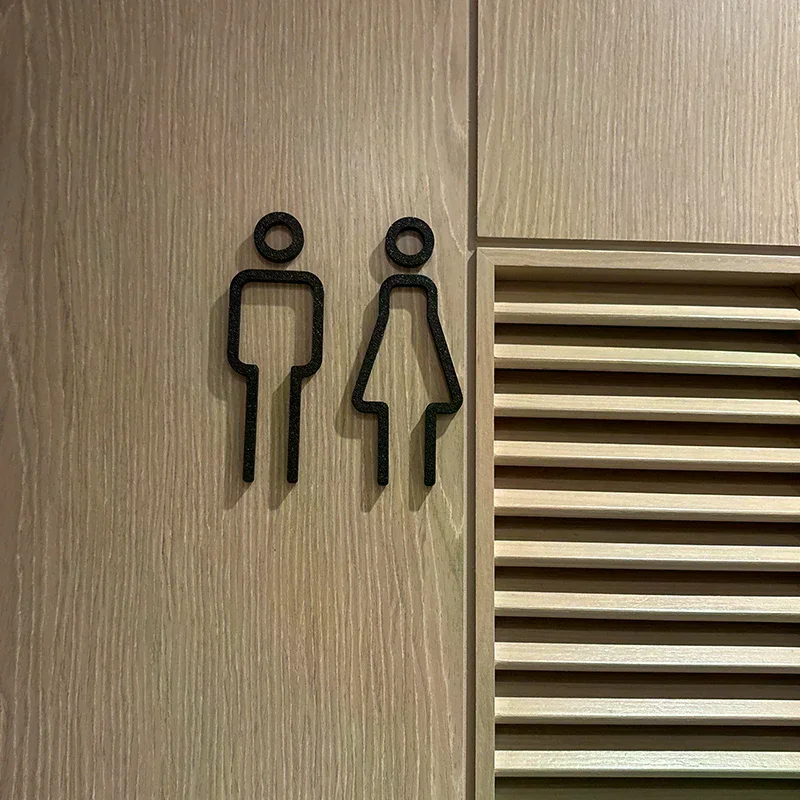Panneau de porte de salle de bain imprimé en 3D, symboles WC homme et femme, décoration de porte, signalétique pour restaurant, hôtel, café, autocollant mural