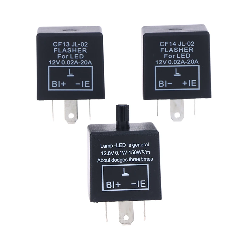 

1Pcs CF13KT CF13 CF14 Universal 3 Pins 12V 0.02A-20A Adjustable LED Turn Light Flasher Flash Relay Motorcycle Switch