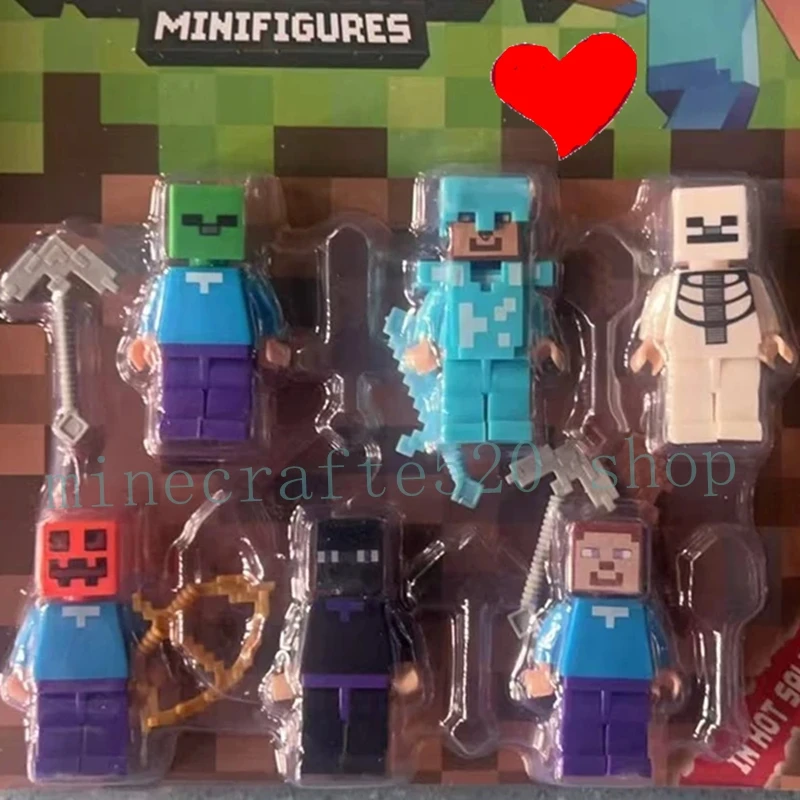 حار 6 قطعة/المجموعة Minecraft Mini 303 اللبنات Diy بها بنفسك ستيف الماس السيف أرقام عمل غيبوبة دمى اللعب هدية عيد ميلاد أطقم #1