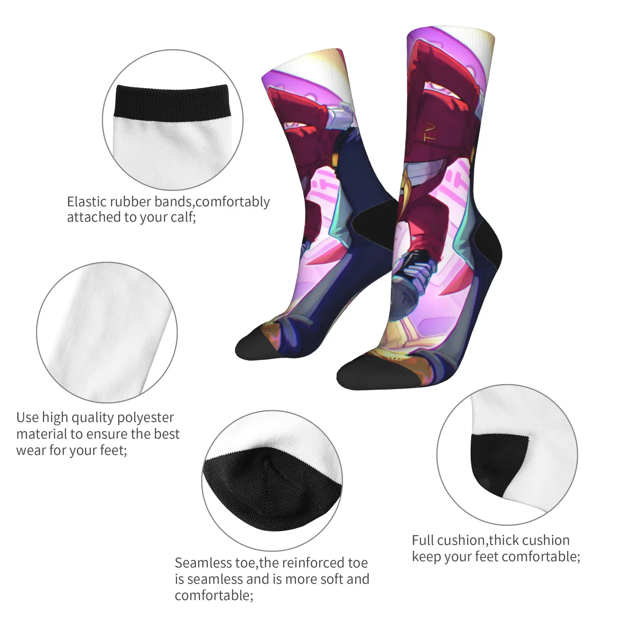 Fashion Male Men Socks Harajuku Deltarune Tenna TV Video Game Sock High Quality Women Socks Spring Summer Autumn Winter