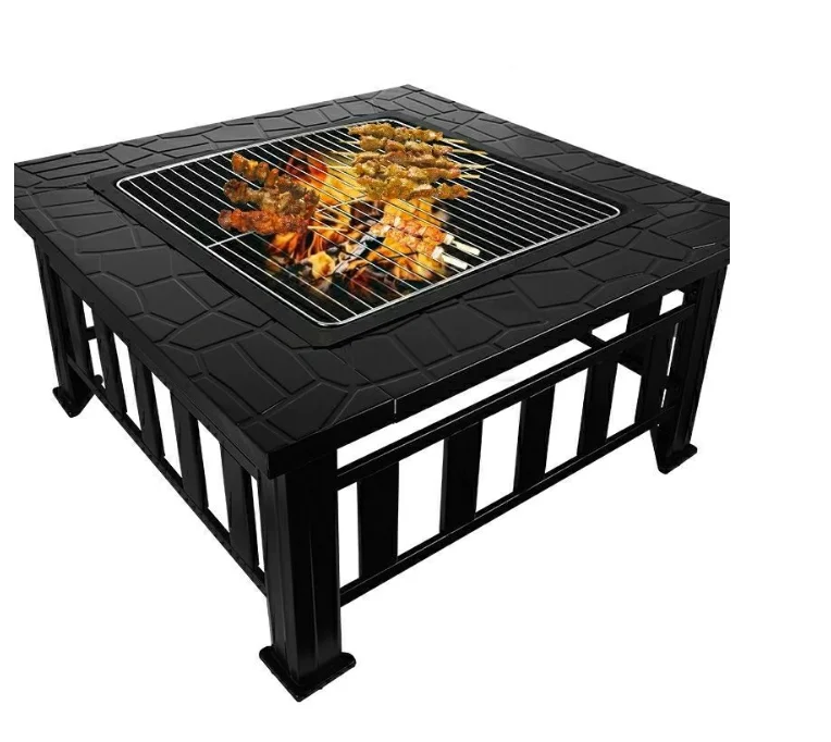 Parrilla de carbón cuadrada Beefmaster para exteriores, mesa de brasero para patio, estufa de barbacoa para el hogar