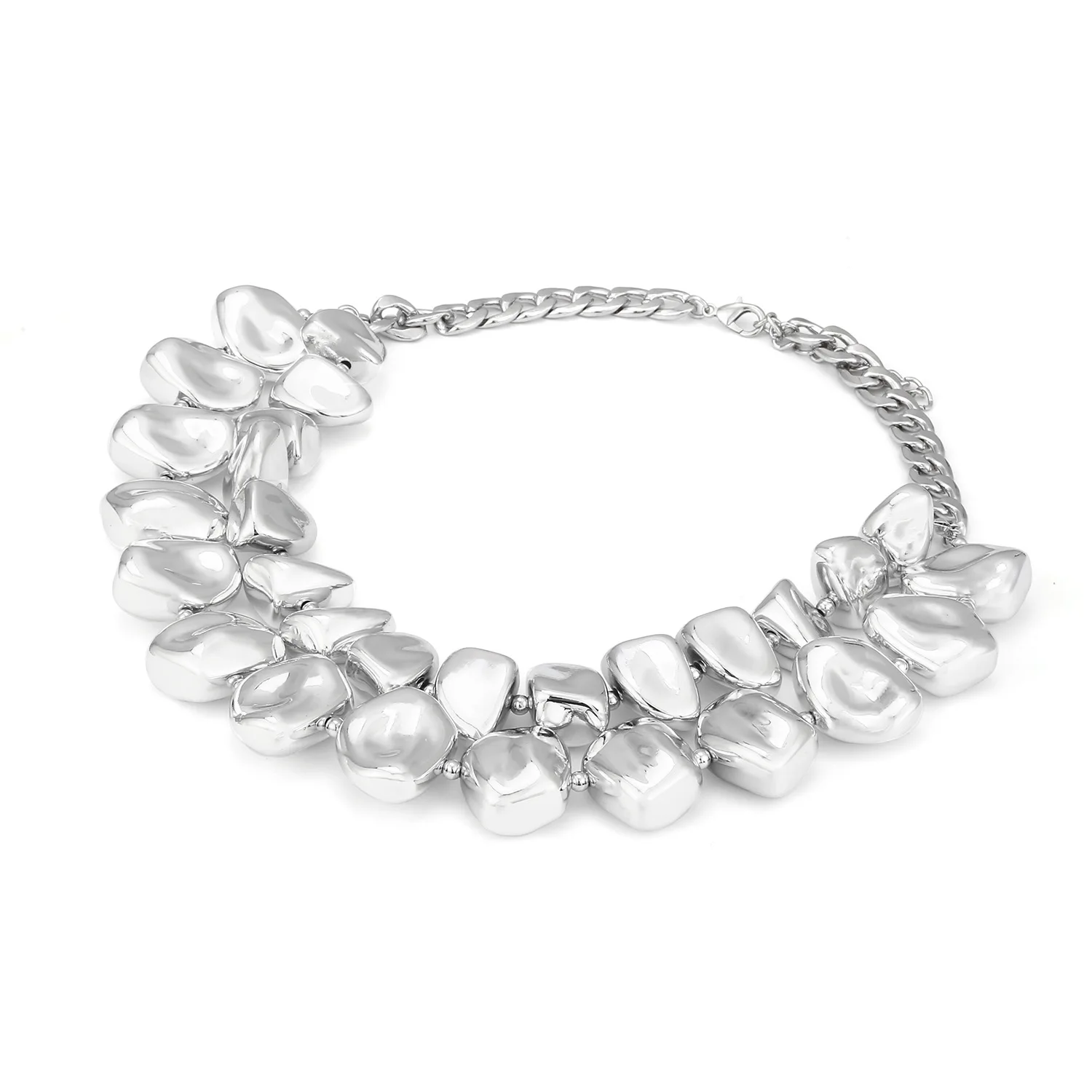 2026 Sommer Neue Gold CCB Perlen-Choker-Halsketten für Damen – Unregelmäßiger, klobiger geometrischer Statement-Schmuck als Halsaccessoires – Detail 7