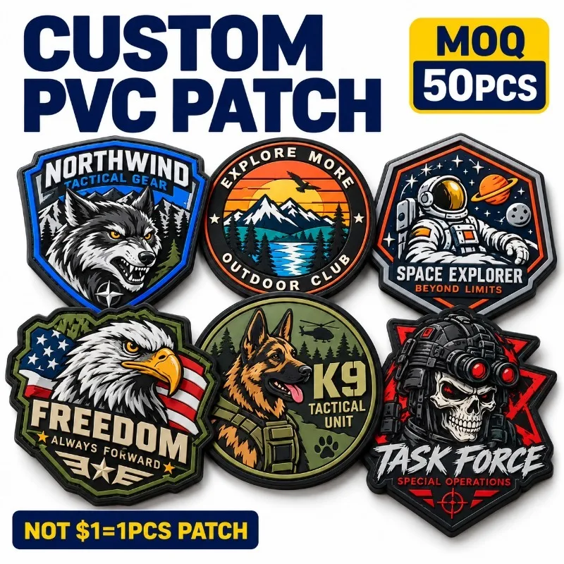 Custom PVC Patches Personalized 3D Rubber Patch with Logo Tactical Morale Badges Sew On Hook Loop Wholesale Manufacturer