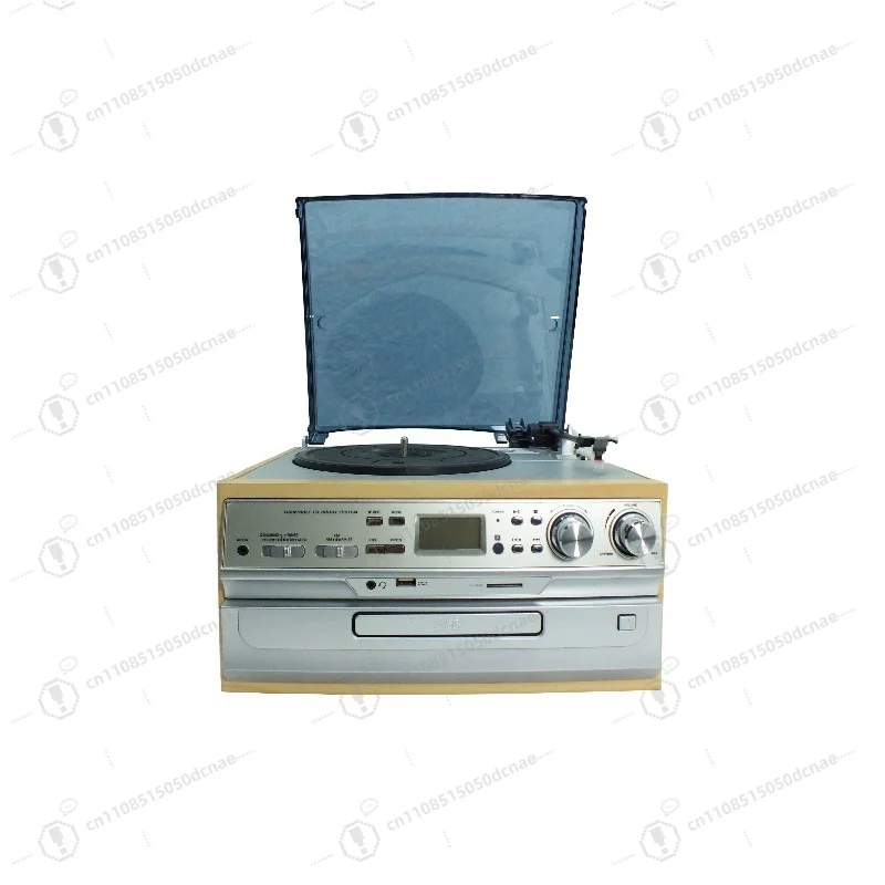 All-in-One Vinyl Record Player Portable Turntable CD Cassette FM Radio USB SD AUX Input Classic Wooden High Quality