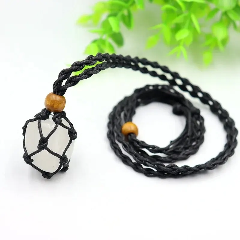 7 Stks/set 20-30Mm Onregelmatige Natuursteen Yoga Steen Armband Mesh Pocket Weven Diy Sieraden Maken Ketting Hanger Accessoire