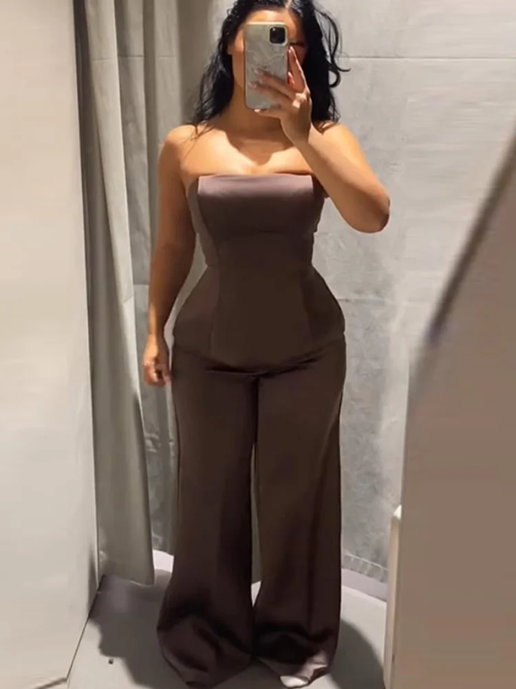 جديد الساتان السراويل الطويلة مجموعات للنساء أنيقة سترة دون حمالات القمم واسعة الساق السراويل الفضفاضة 2 قطعة مجموعات سيدة شيك الشارع وتتسابق