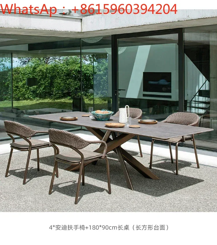 Outdoor tables, chairs, courtyards, rock slabs, villas, seats, hotels, rattan chairs, outdoor garden leisure