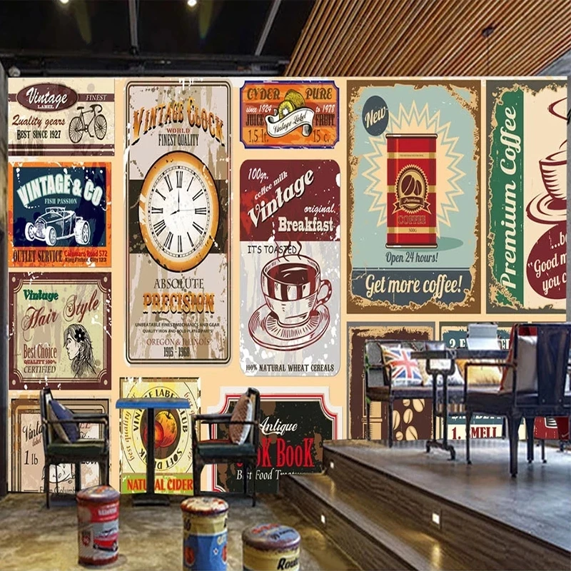 Custom Photo 3D Mural Retro Nostalgic Coffee Shop Bar Western Restaurant Wallpaper Living room TV background bedroom restaurant