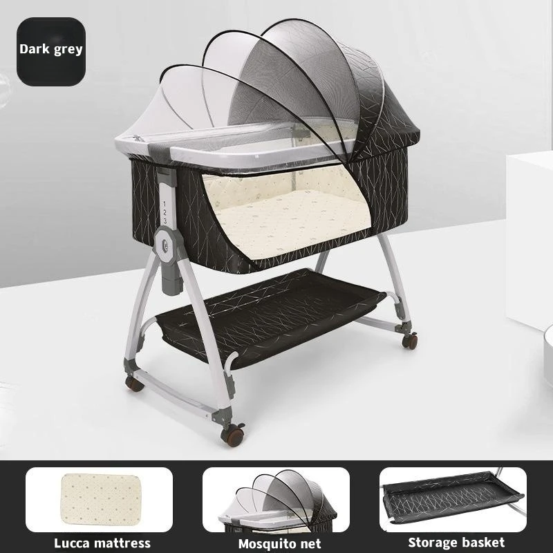 0-36 Months Crib Aluminum Alloy Splicing Queen Bed Multi-functional Portable Folding Child Bed Newborn Bed Cradle Bed