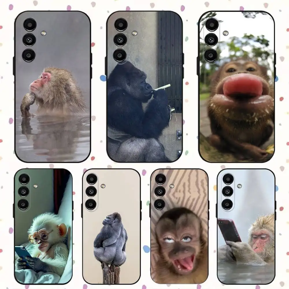 

Cute Funny Monkey Phone Case For Samsung S24,S21,S22,S23,S30,Ultra,S20,Plus,Fe,Lite,Note,10,9,5G Black Soft Cover