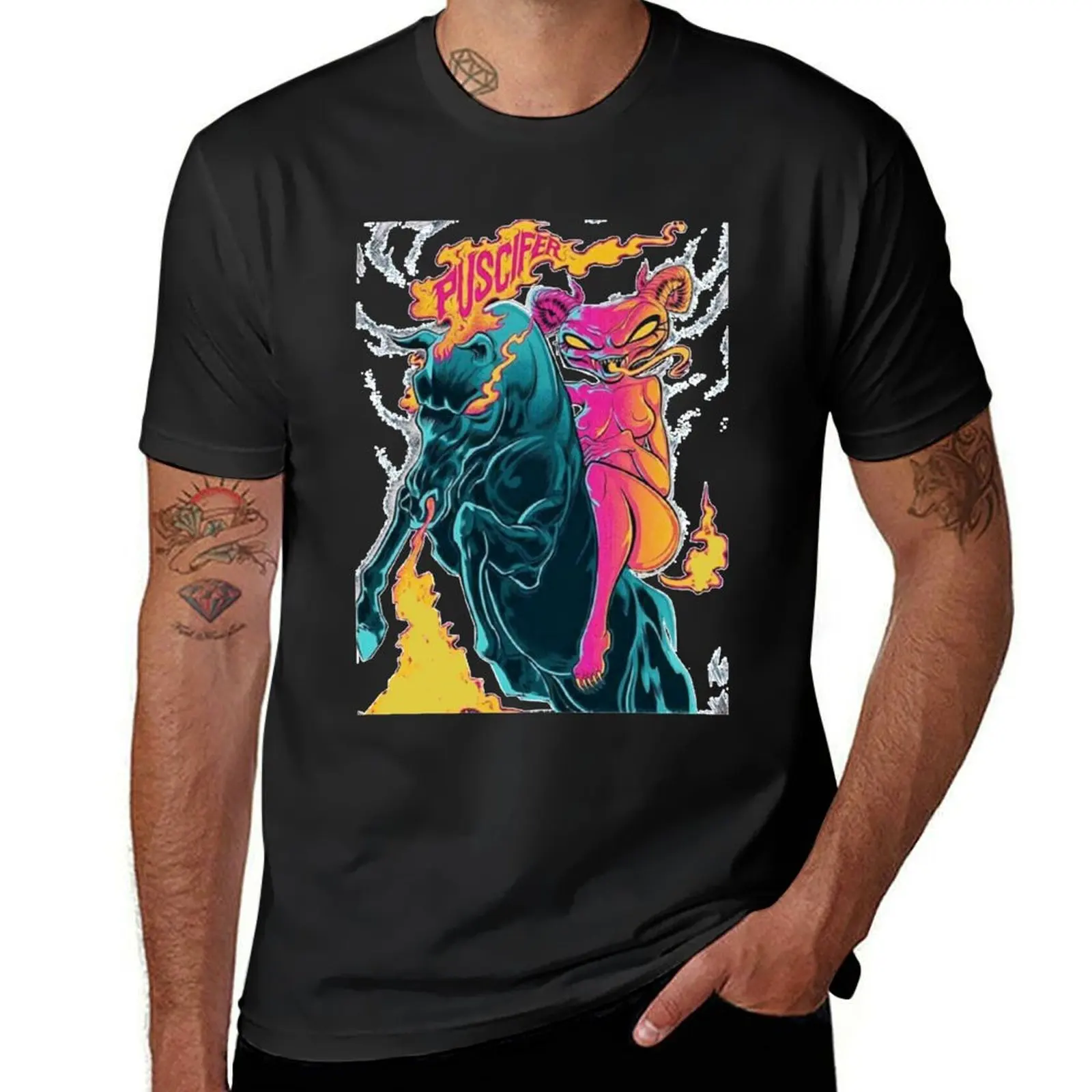 

puscifer shirt T-Shirt oversized graphic tee blue lock Short sleeve tee compression shirt men