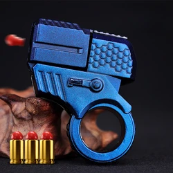 Alloy Mini Finger Ring Pistol Model Shell Throwing Soft Bullet Toy Gun Decompression Toys Golden Finger Blaster For Boys Adults