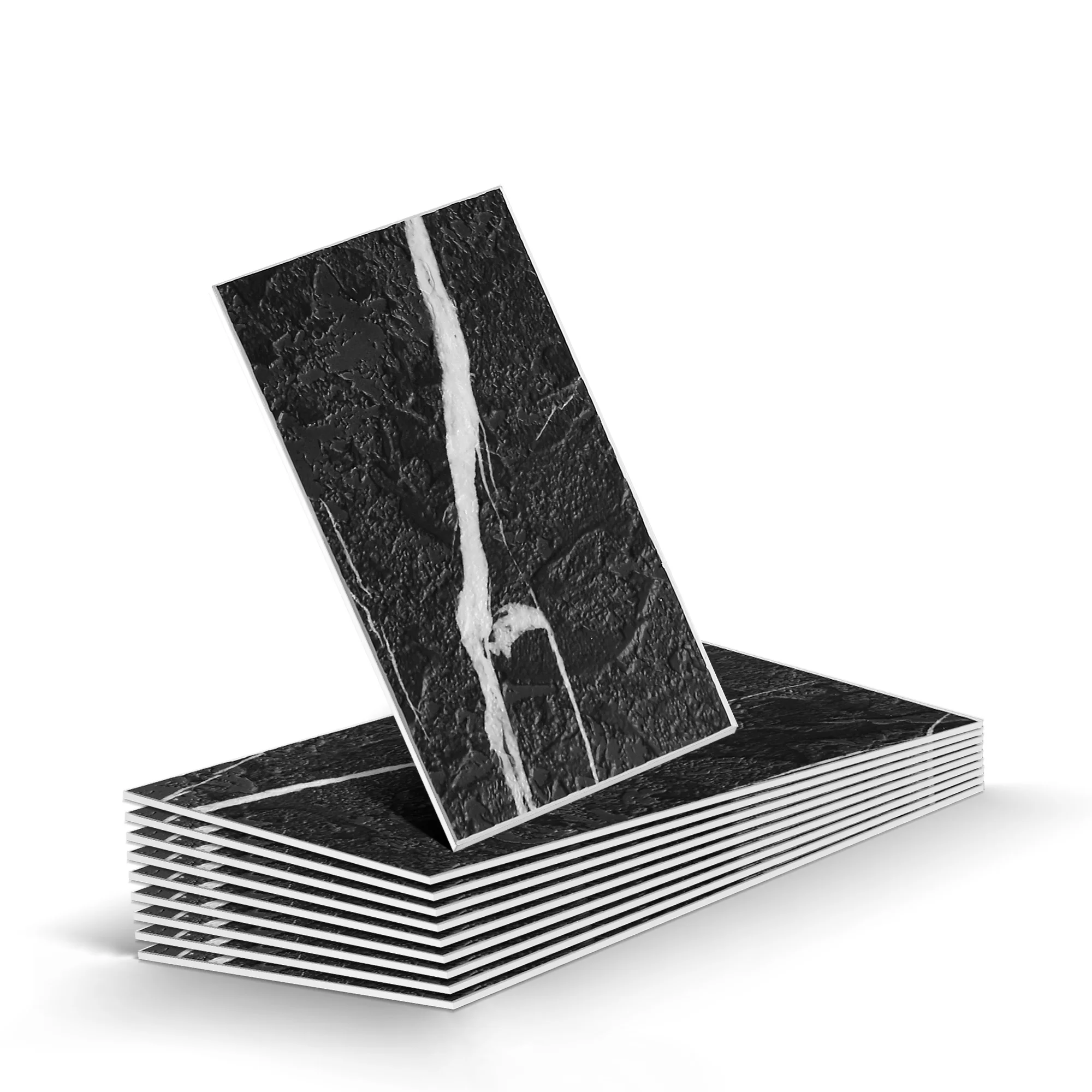 

Wall Tile Self Adhesive Peel and Stick - Glossy Black Marble Subway - Kitchen Backsplash Bathroom Wall Art - 100 Pcs (12 sq ft )