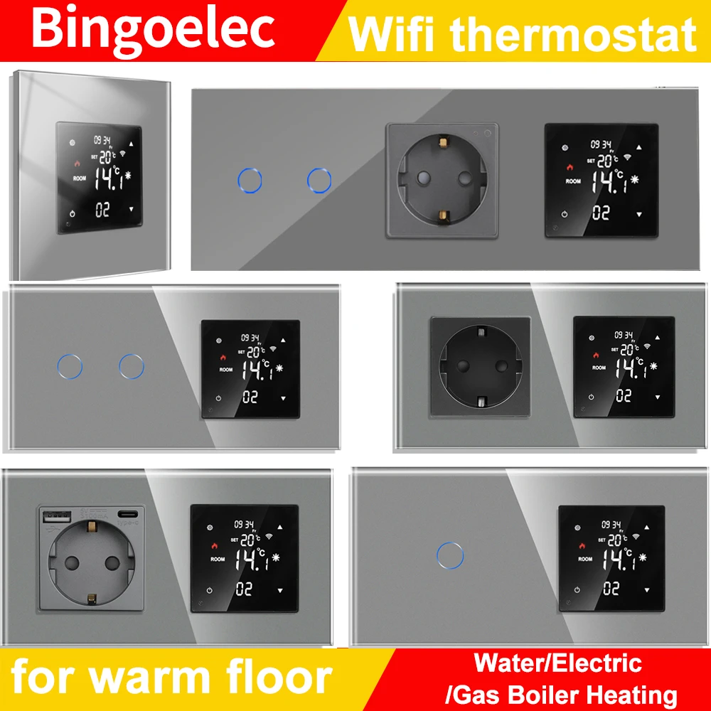 

WiFi Smart Tuya Thermostat Water/Electric Floor Heating Gas Boiler Temperature Control with Wifi Switch/ Socket Alexa Google