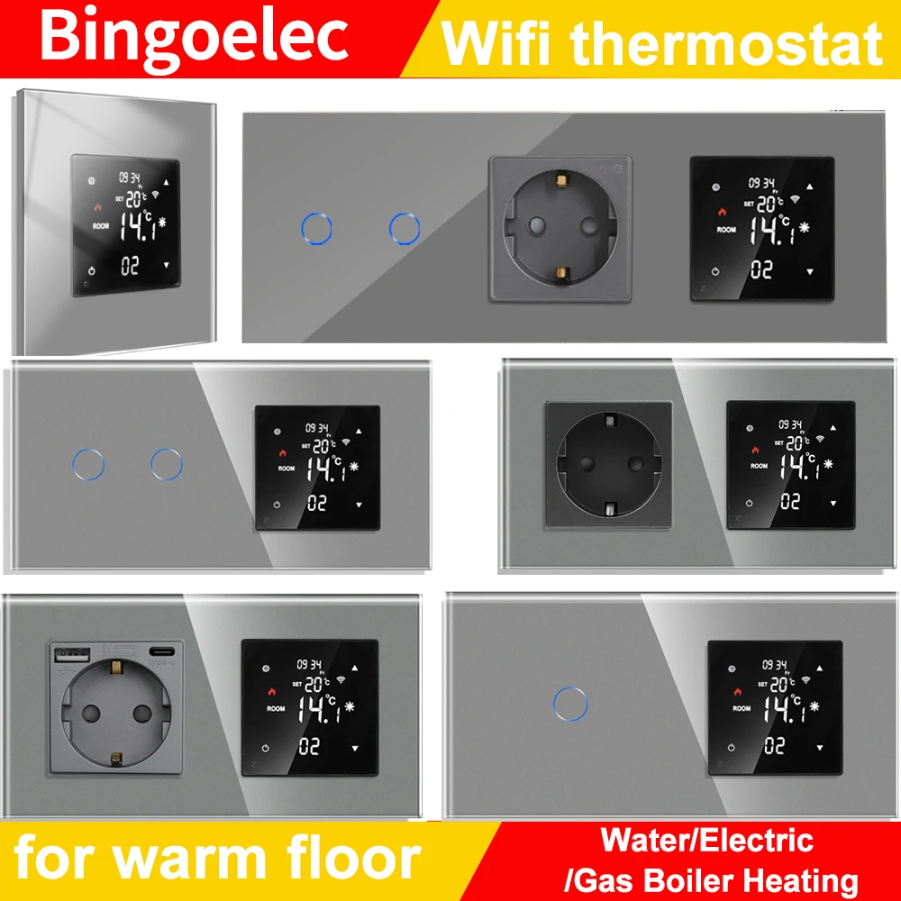 WiFi Smart Tuya Thermostat Water/Electric Floor Heating Gas Boiler Temperature Control with Wifi Switch/ Socket Alexa Google